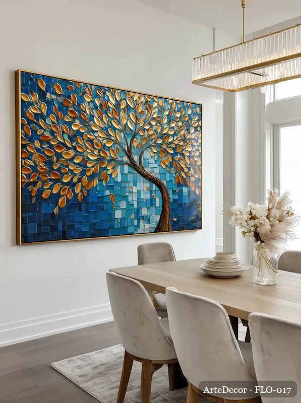 Quadro Árvore da Vida folhas douradas
